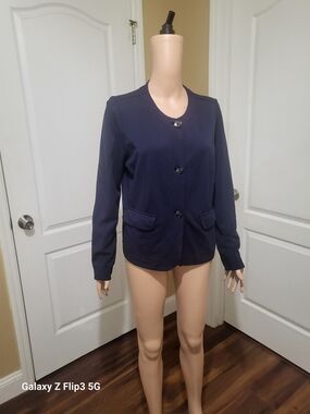 J.Jill Wearever Navy Blue Button-Front Jacket / Cardigan - Size M